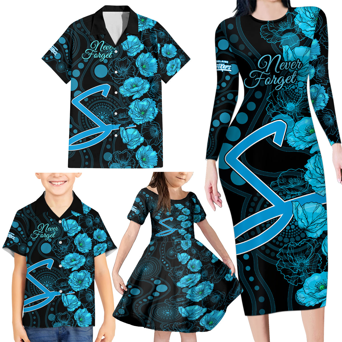 strikers-cricket-never-forget-custom-family-matching-long-sleeve-bodycon-dress-and-hawaiian-shirt-anzac-day-with-poppy-aboriginal