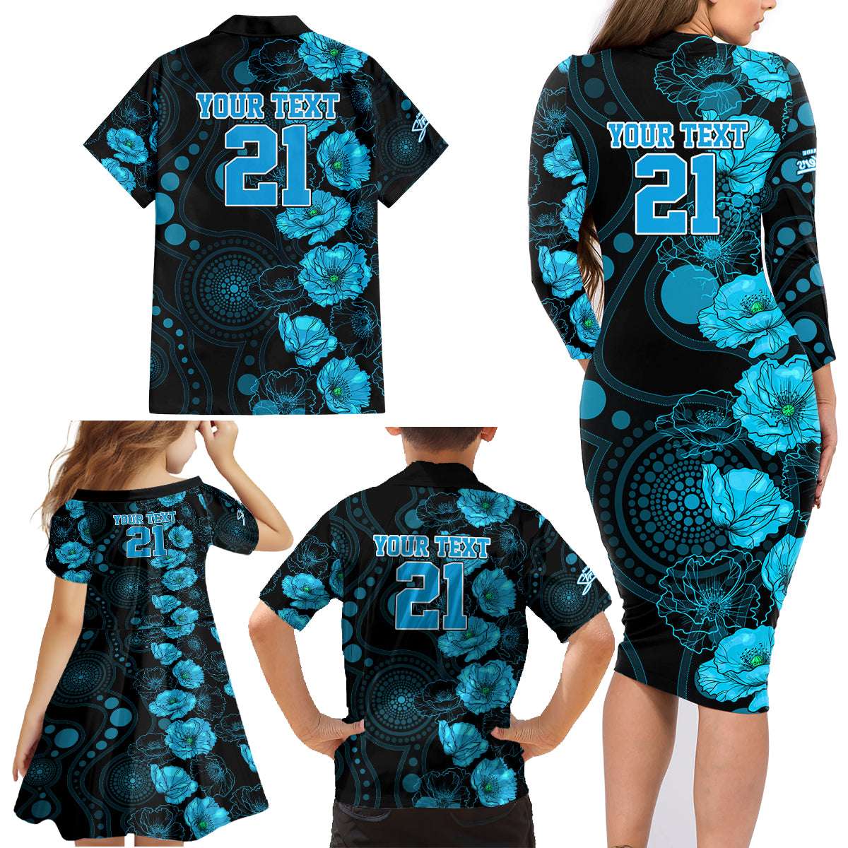 strikers-cricket-never-forget-custom-family-matching-long-sleeve-bodycon-dress-and-hawaiian-shirt-anzac-day-with-poppy-aboriginal