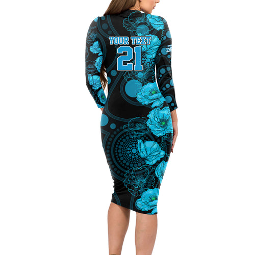 strikers-cricket-never-forget-custom-long-sleeve-bodycon-dress-anzac-day-with-poppy-aboriginal