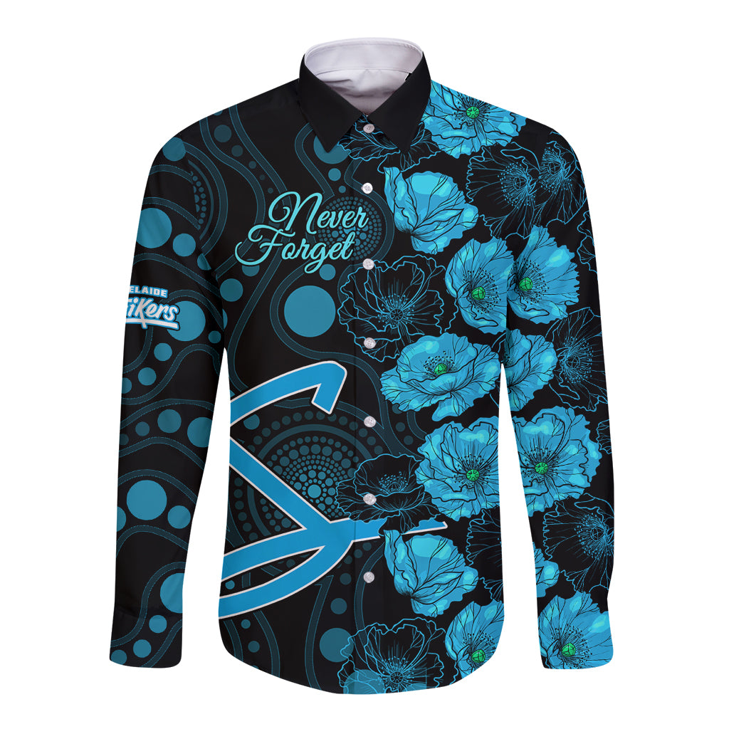 strikers-cricket-never-forget-custom-long-sleeve-button-shirt-anzac-day-with-poppy-aboriginal