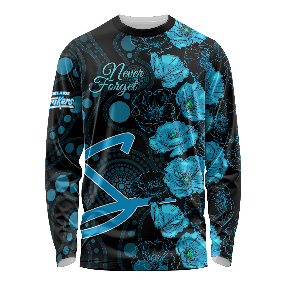 strikers-cricket-never-forget-custom-long-sleeve-shirt-anzac-day-with-poppy-aboriginal