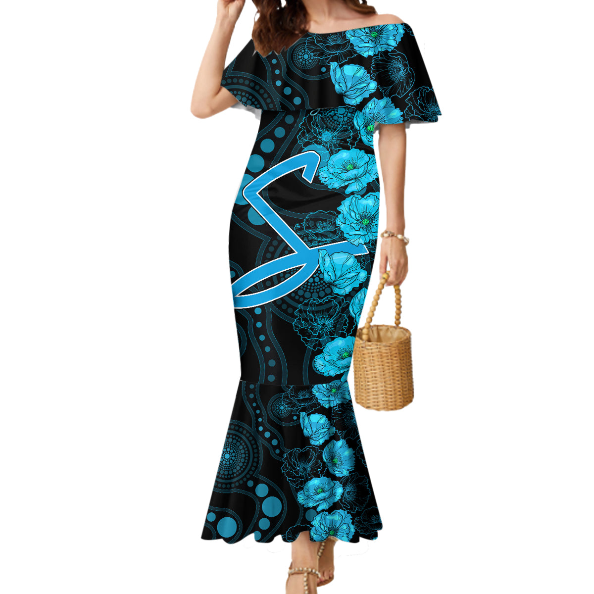 strikers-cricket-never-forget-custom-mermaid-dress-anzac-day-with-poppy-aboriginal
