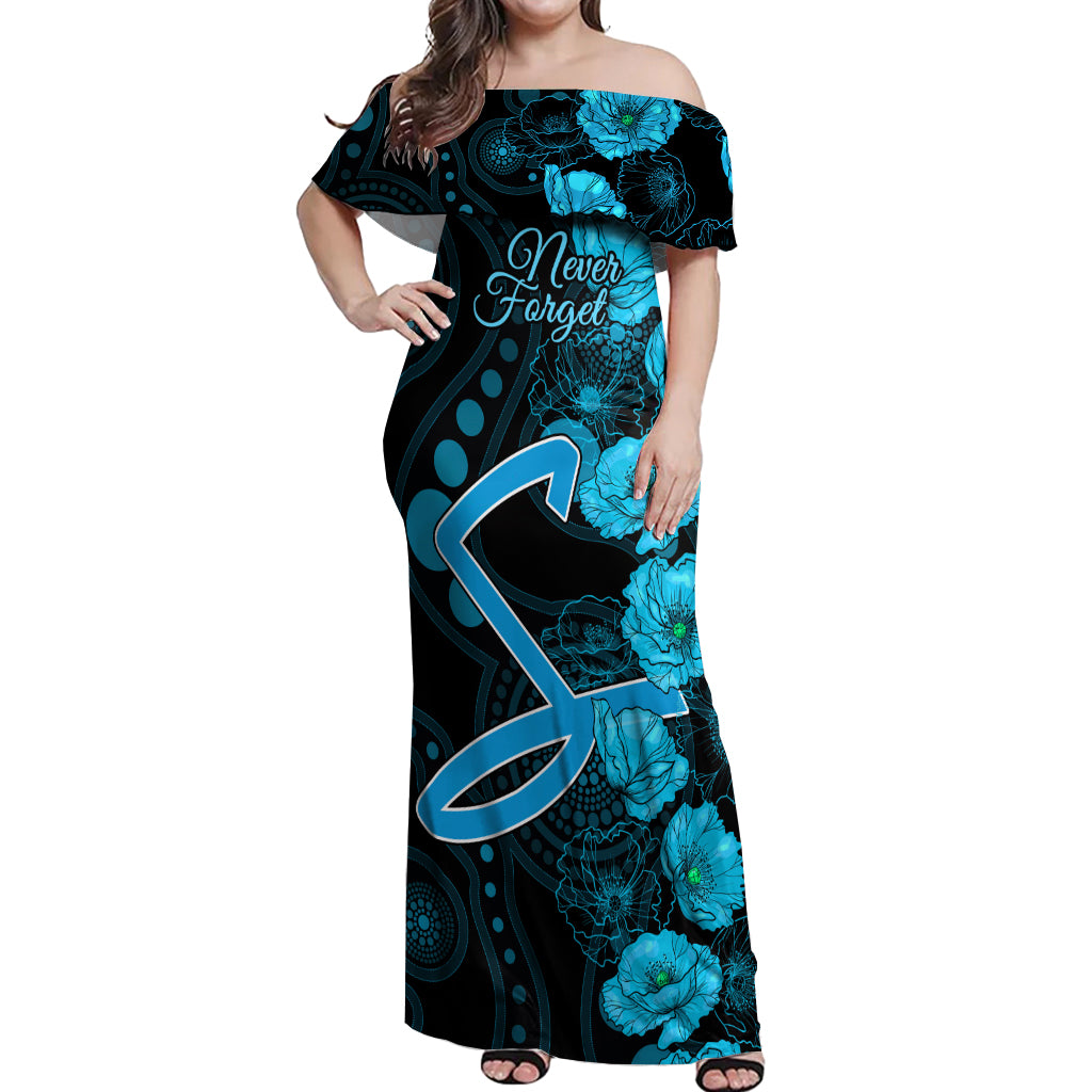 strikers-cricket-never-forget-custom-off-shoulder-maxi-dress-anzac-day-with-poppy-aboriginal
