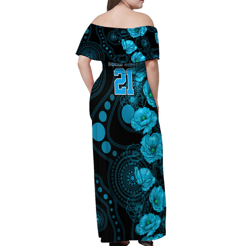 strikers-cricket-never-forget-custom-off-shoulder-maxi-dress-anzac-day-with-poppy-aboriginal