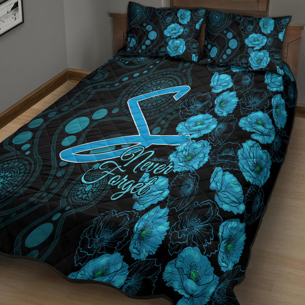 strikers-cricket-never-forget-custom-quilt-bed-set-anzac-day-with-poppy-aboriginal