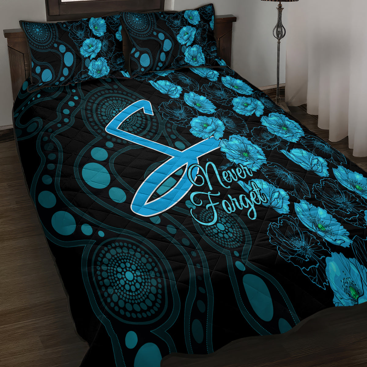 strikers-cricket-never-forget-custom-quilt-bed-set-anzac-day-with-poppy-aboriginal