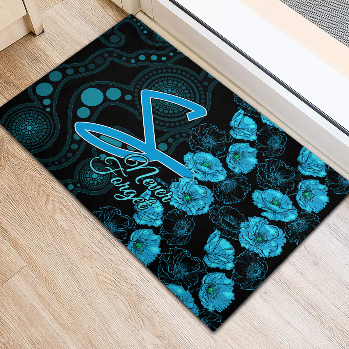 strikers-cricket-never-forget-custom-rubber-doormat-anzac-day-with-poppy-aboriginal