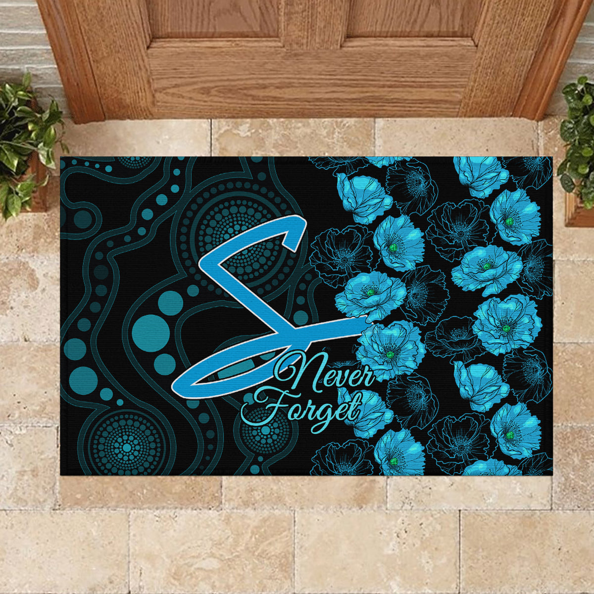 strikers-cricket-never-forget-custom-rubber-doormat-anzac-day-with-poppy-aboriginal