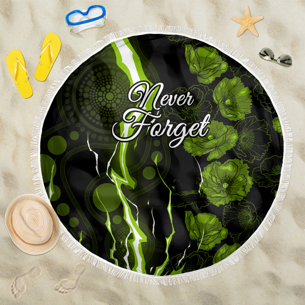 thunder-cricket-never-forget-custom-beach-blanket-anzac-day-with-poppy-aboriginal