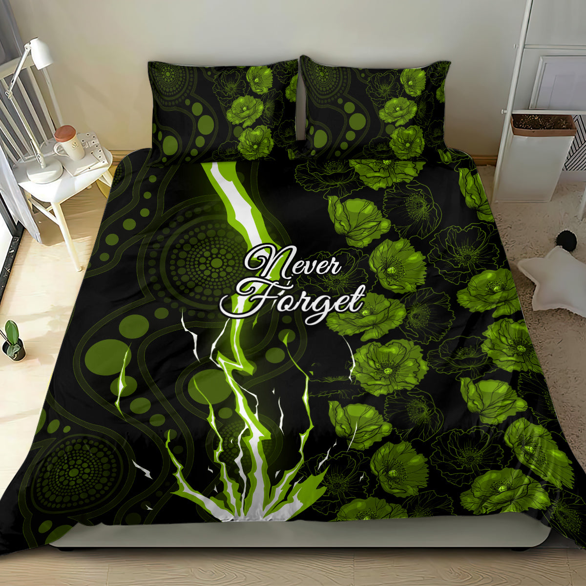 thunder-cricket-never-forget-custom-bedding-set-anzac-day-with-poppy-aboriginal
