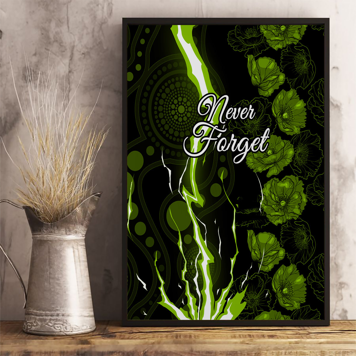 thunder-cricket-never-forget-custom-canvas-wall-art-anzac-day-with-poppy-aboriginal