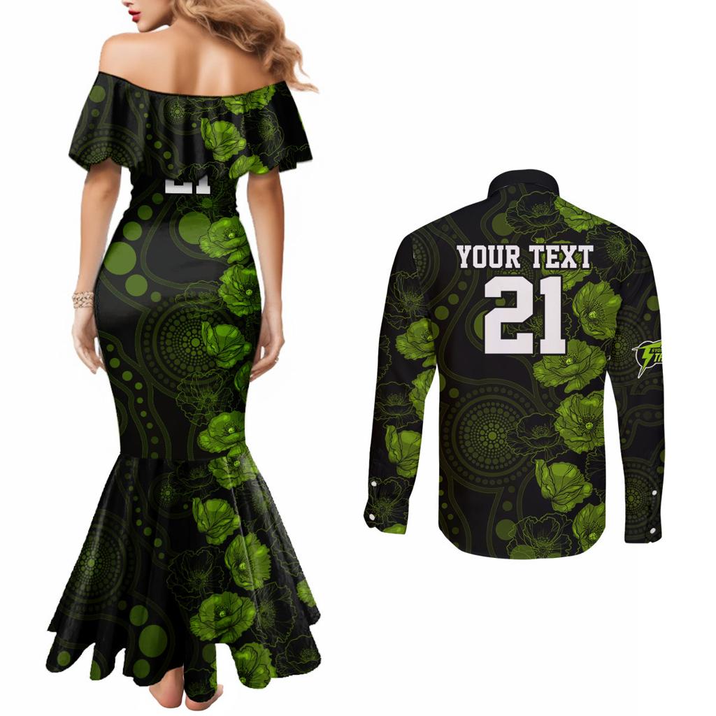 thunder-cricket-never-forget-custom-couples-matching-mermaid-dress-and-long-sleeve-button-shirt-anzac-day-with-poppy-aboriginal