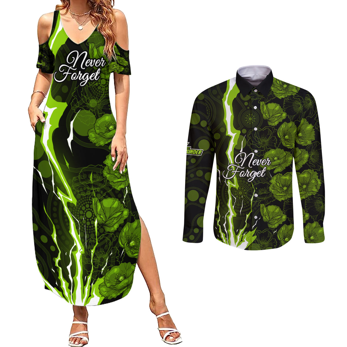 thunder-cricket-never-forget-custom-couples-matching-summer-maxi-dress-and-long-sleeve-button-shirt-anzac-day-with-poppy-aboriginal