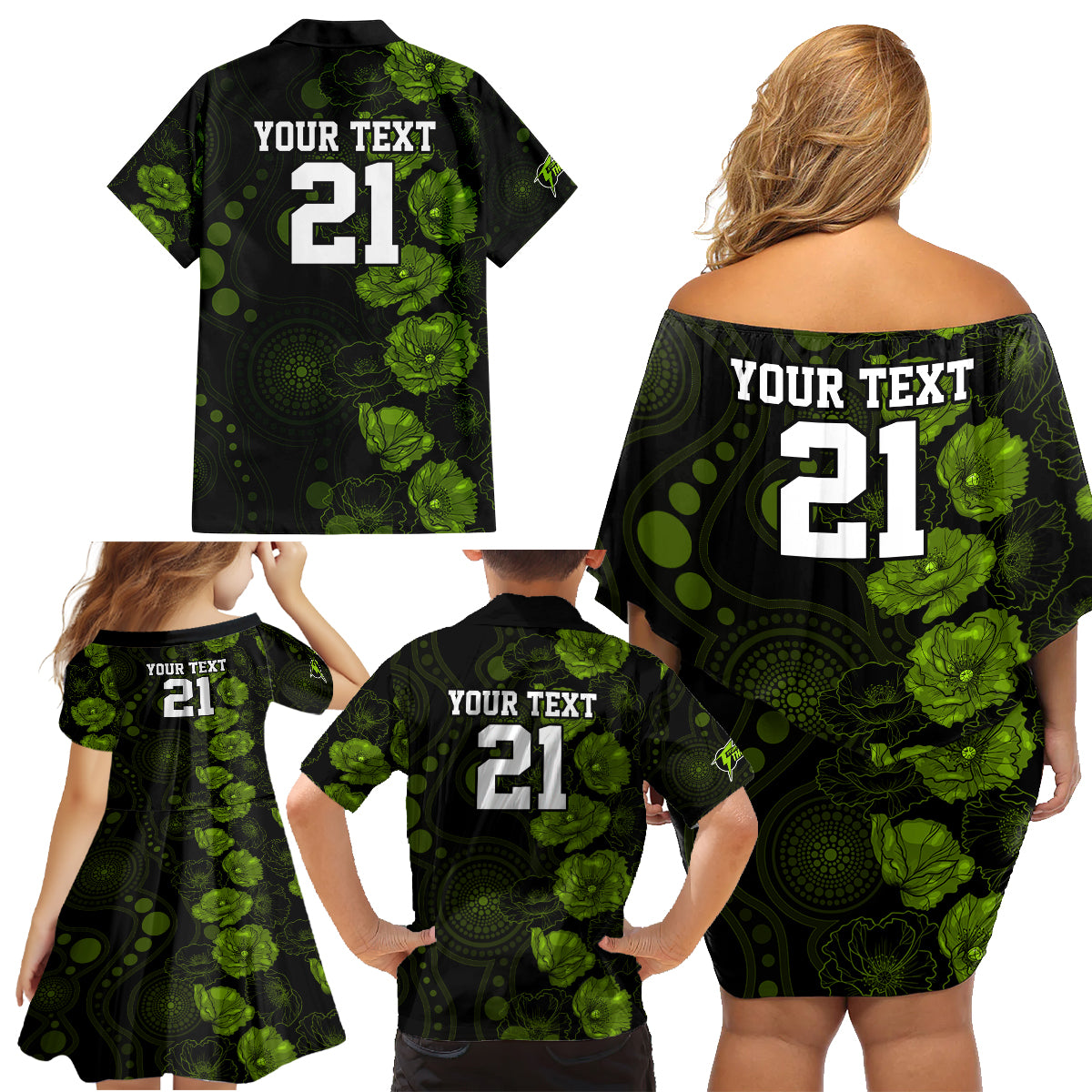 thunder-cricket-never-forget-custom-family-matching-off-shoulder-short-dress-and-hawaiian-shirt-anzac-day-with-poppy-aboriginal
