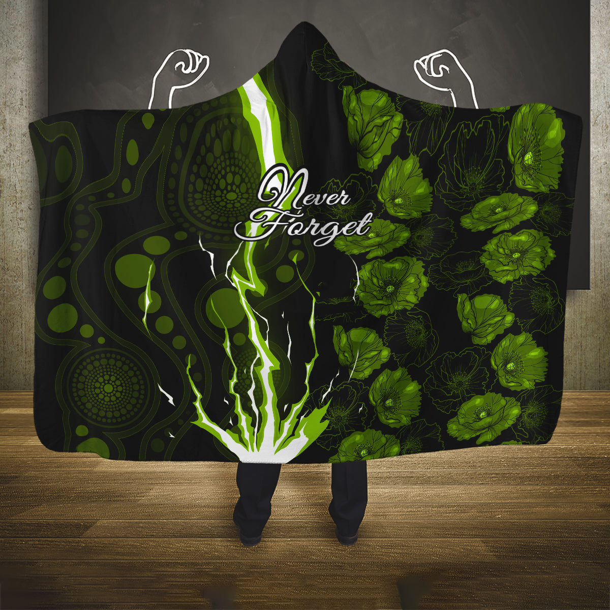 thunder-cricket-never-forget-custom-hooded-blanket-anzac-day-with-poppy-aboriginal