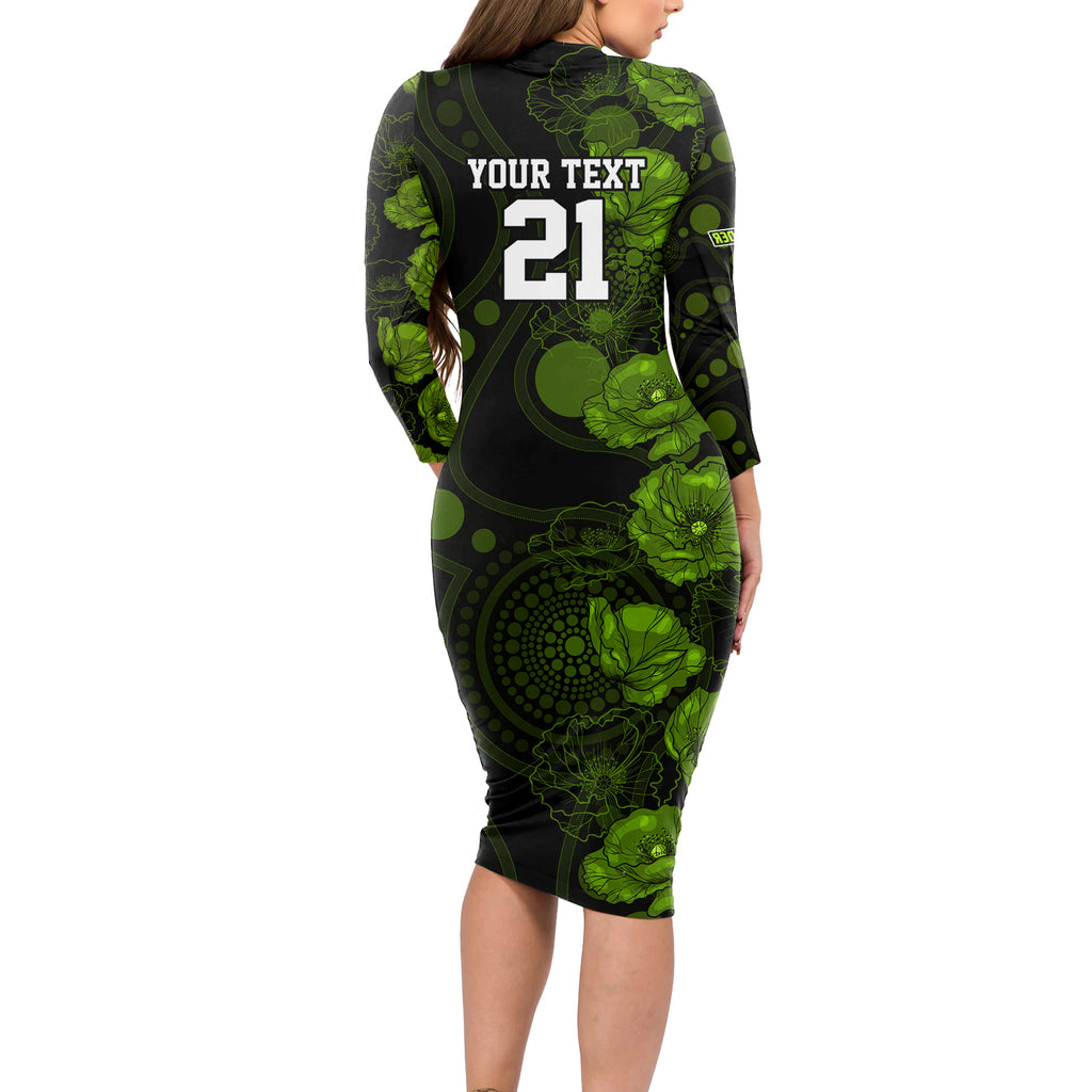 thunder-cricket-never-forget-custom-long-sleeve-bodycon-dress-anzac-day-with-poppy-aboriginal