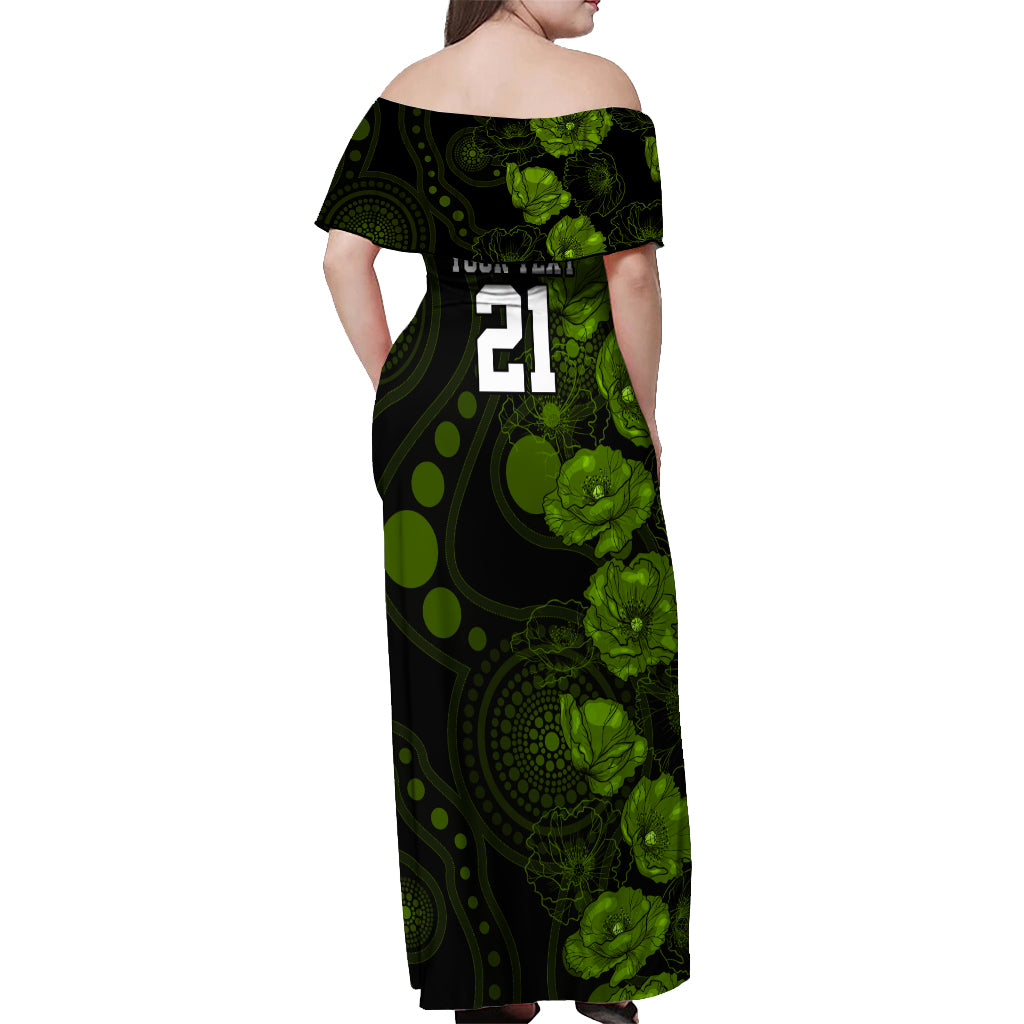 thunder-cricket-never-forget-custom-off-shoulder-maxi-dress-anzac-day-with-poppy-aboriginal