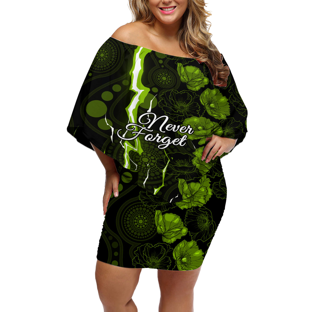 thunder-cricket-never-forget-custom-off-shoulder-short-dress-anzac-day-with-poppy-aboriginal