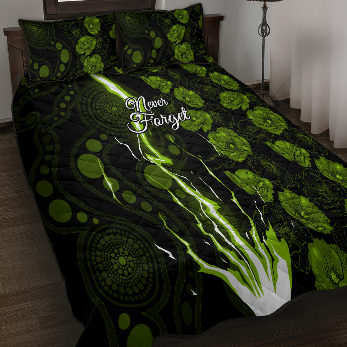 thunder-cricket-never-forget-custom-quilt-bed-set-anzac-day-with-poppy-aboriginal