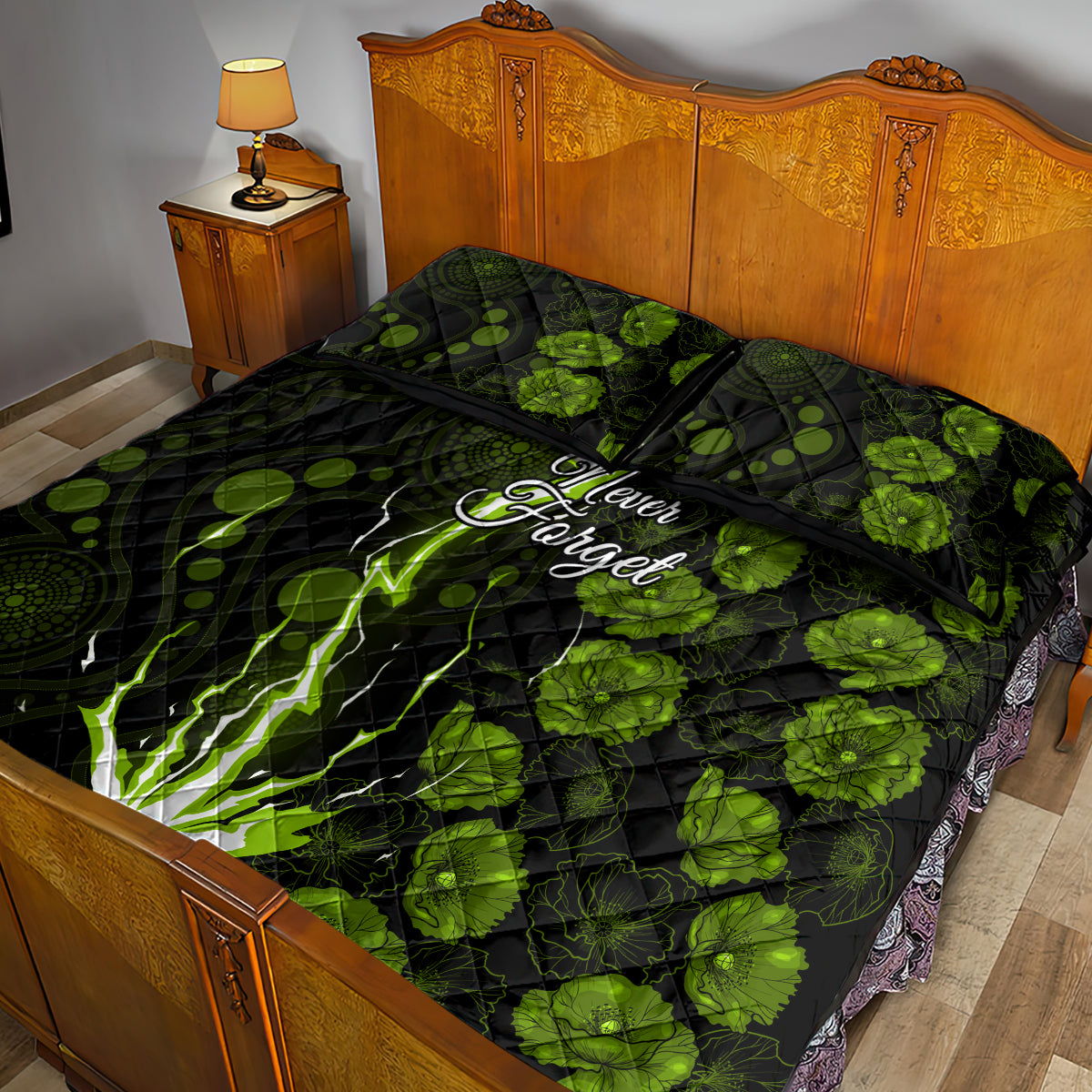 thunder-cricket-never-forget-custom-quilt-bed-set-anzac-day-with-poppy-aboriginal