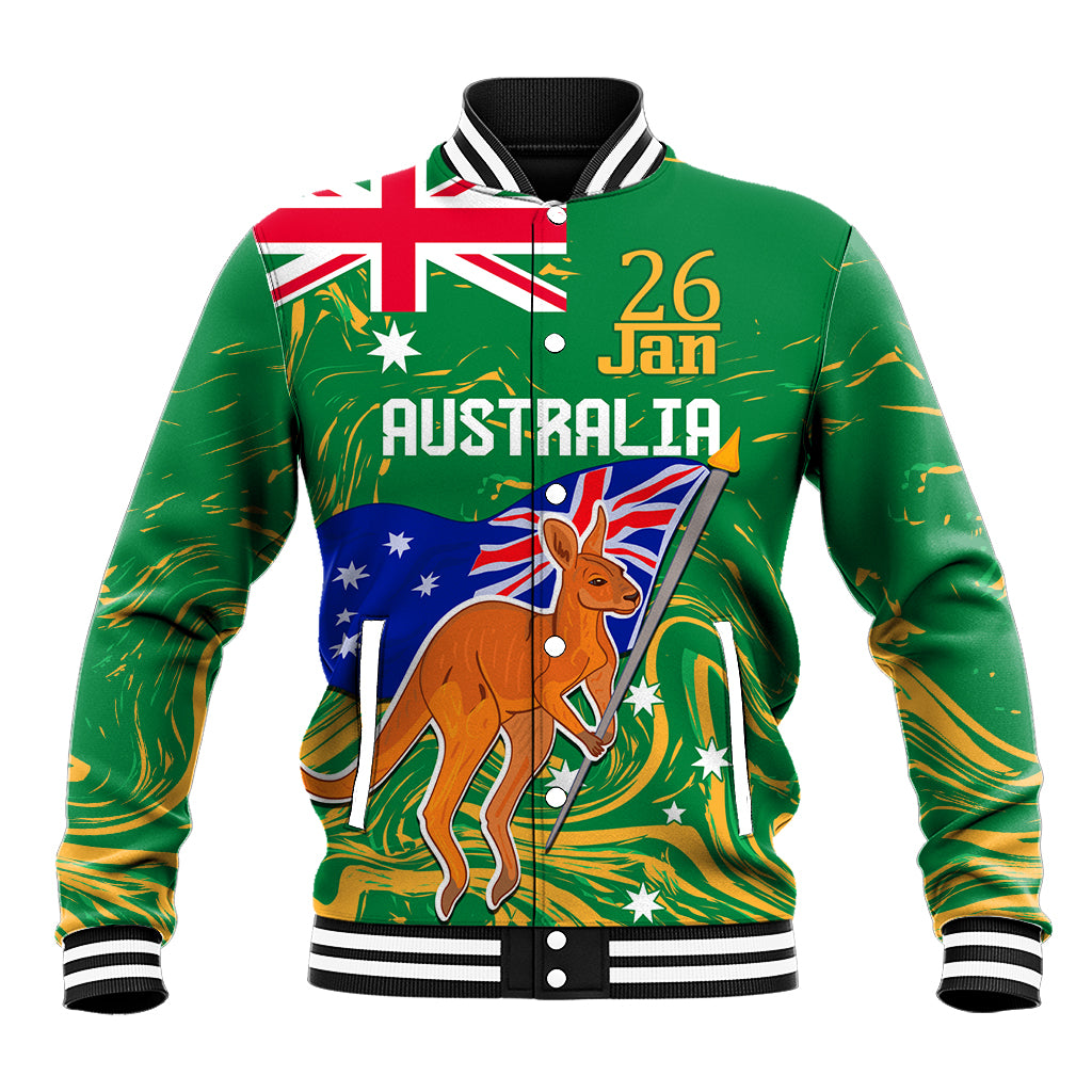 Proud To Be Australia Day Baseball Jacket Kangaroo with National Color