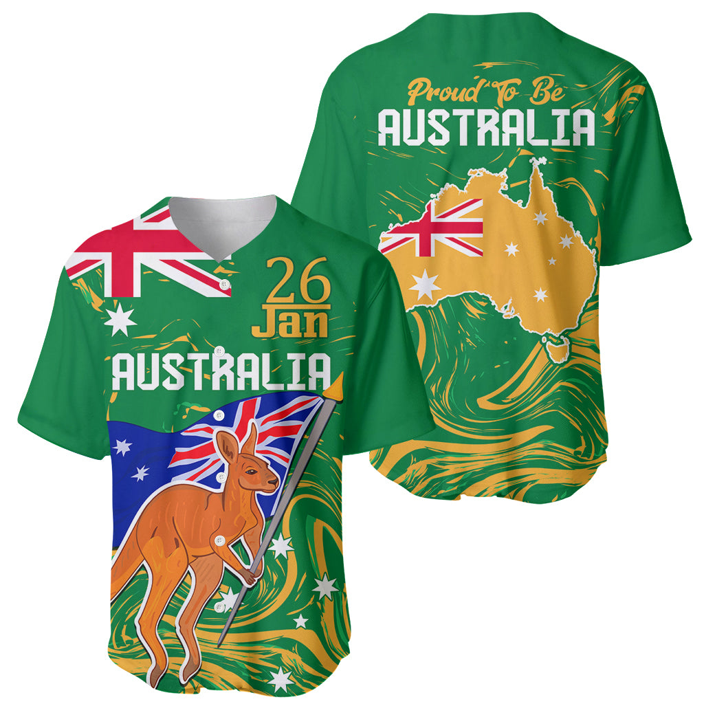 Proud To Be Australia Day Baseball Jersey Kangaroo with National Color