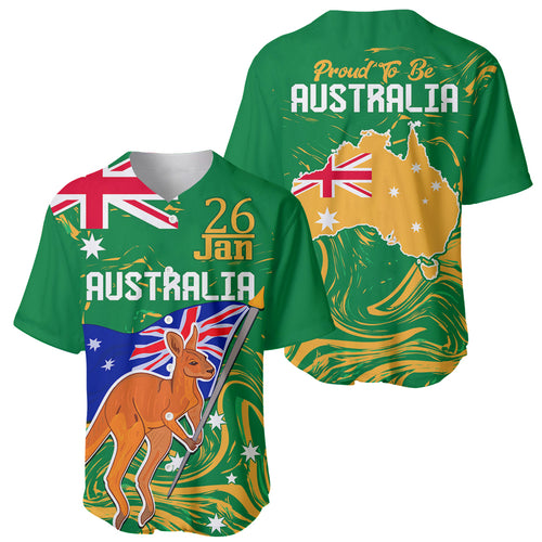 Proud To Be Australia Day Baseball Jersey Kangaroo with National Color
