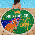 Proud To Be Australia Day Beach Blanket Kangaroo with National Color