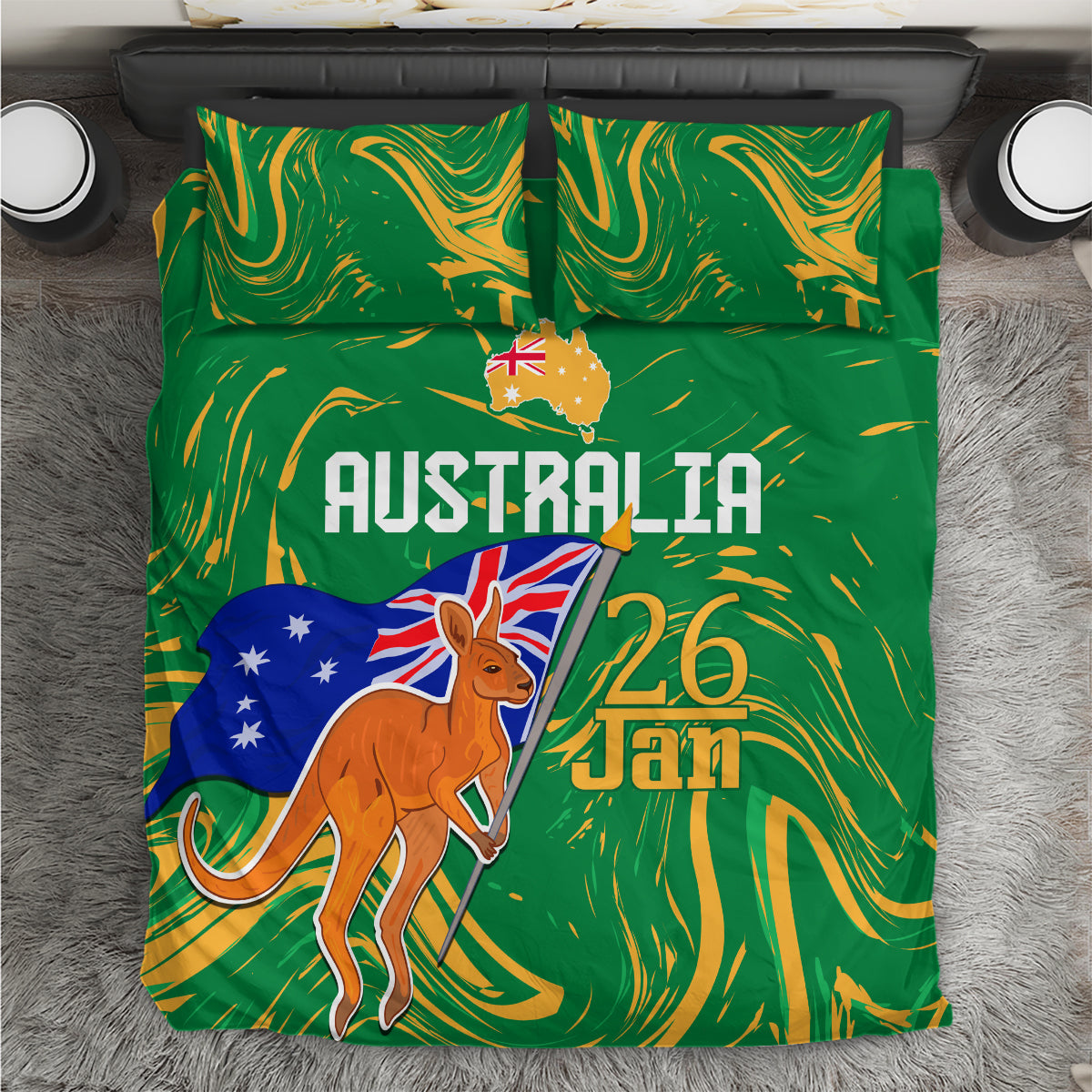 Proud To Be Australia Day Bedding Set Kangaroo with National Color