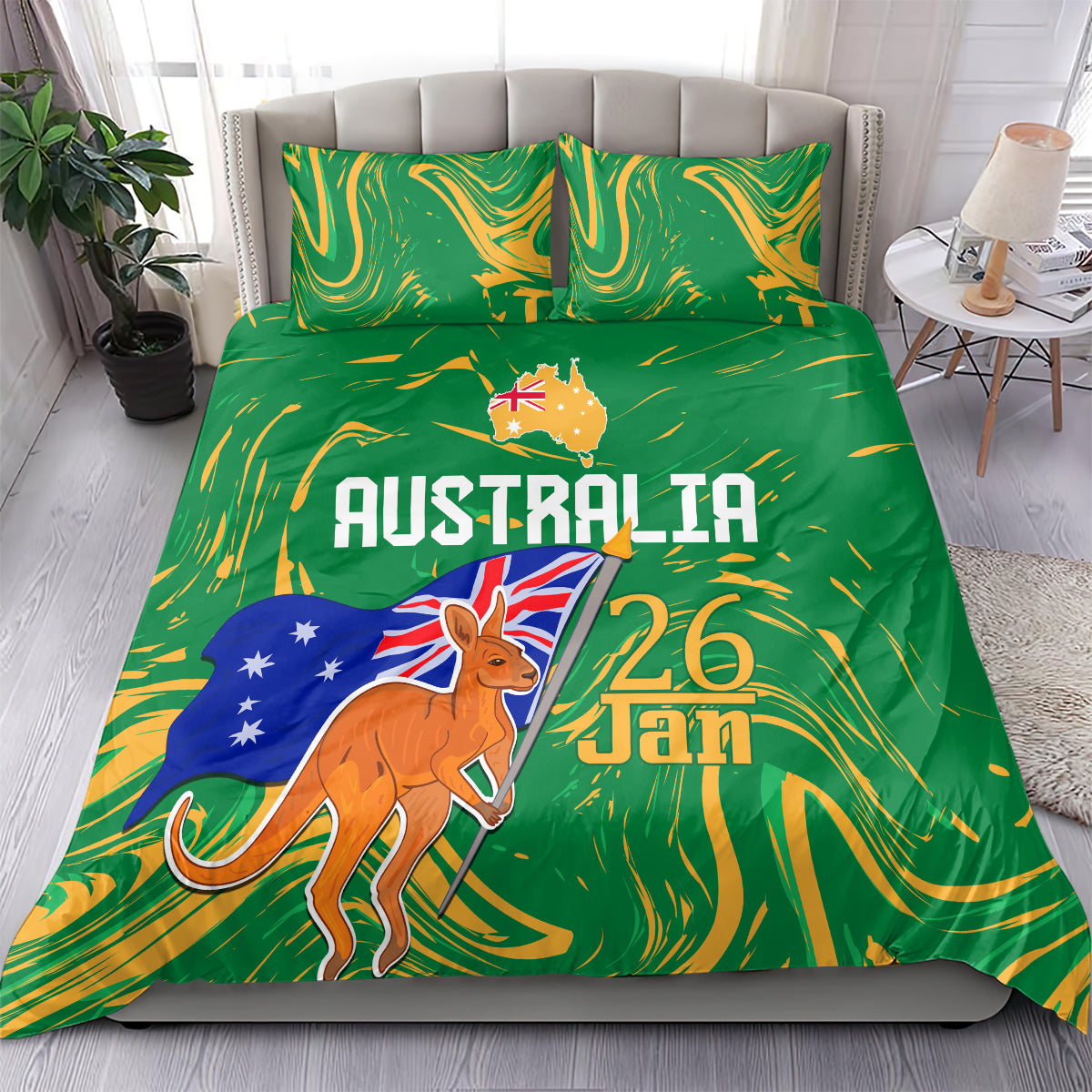 Proud To Be Australia Day Bedding Set Kangaroo with National Color