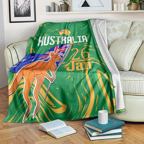 Proud To Be Australia Day Blanket Kangaroo with National Color