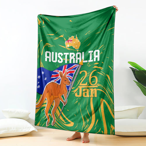 Proud To Be Australia Day Blanket Kangaroo with National Color