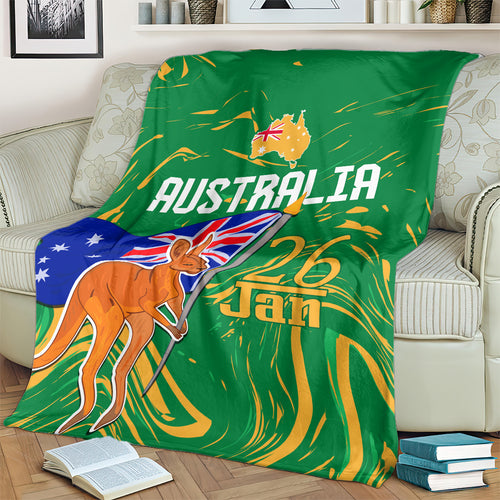 Proud To Be Australia Day Blanket Kangaroo with National Color