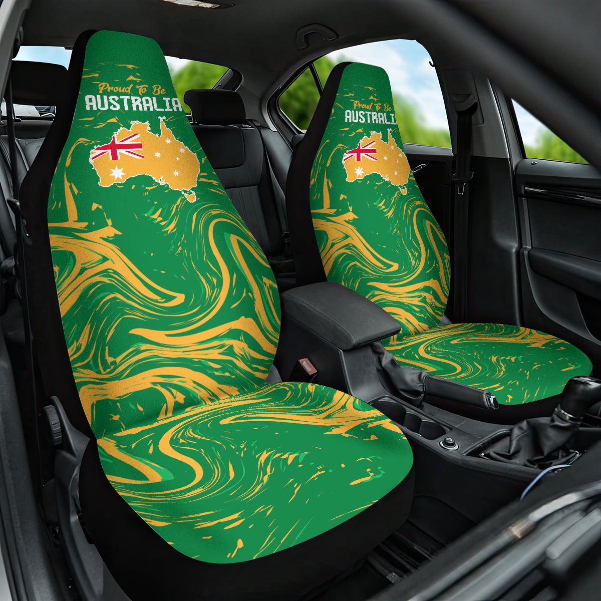 Proud To Be Australia Day Car Seat Cover Kangaroo with National Color