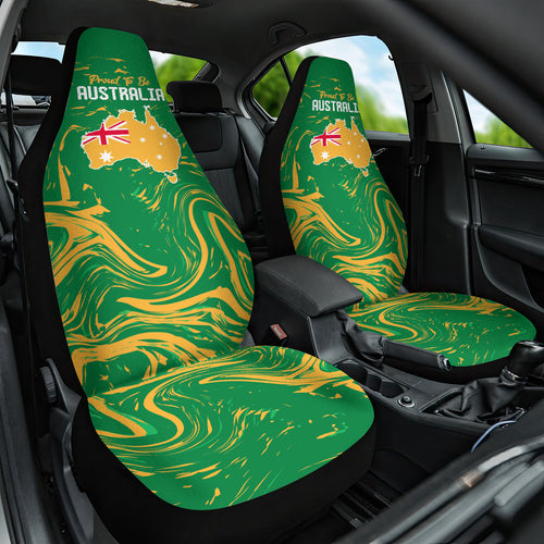 Proud To Be Australia Day Car Seat Cover Kangaroo with National Color