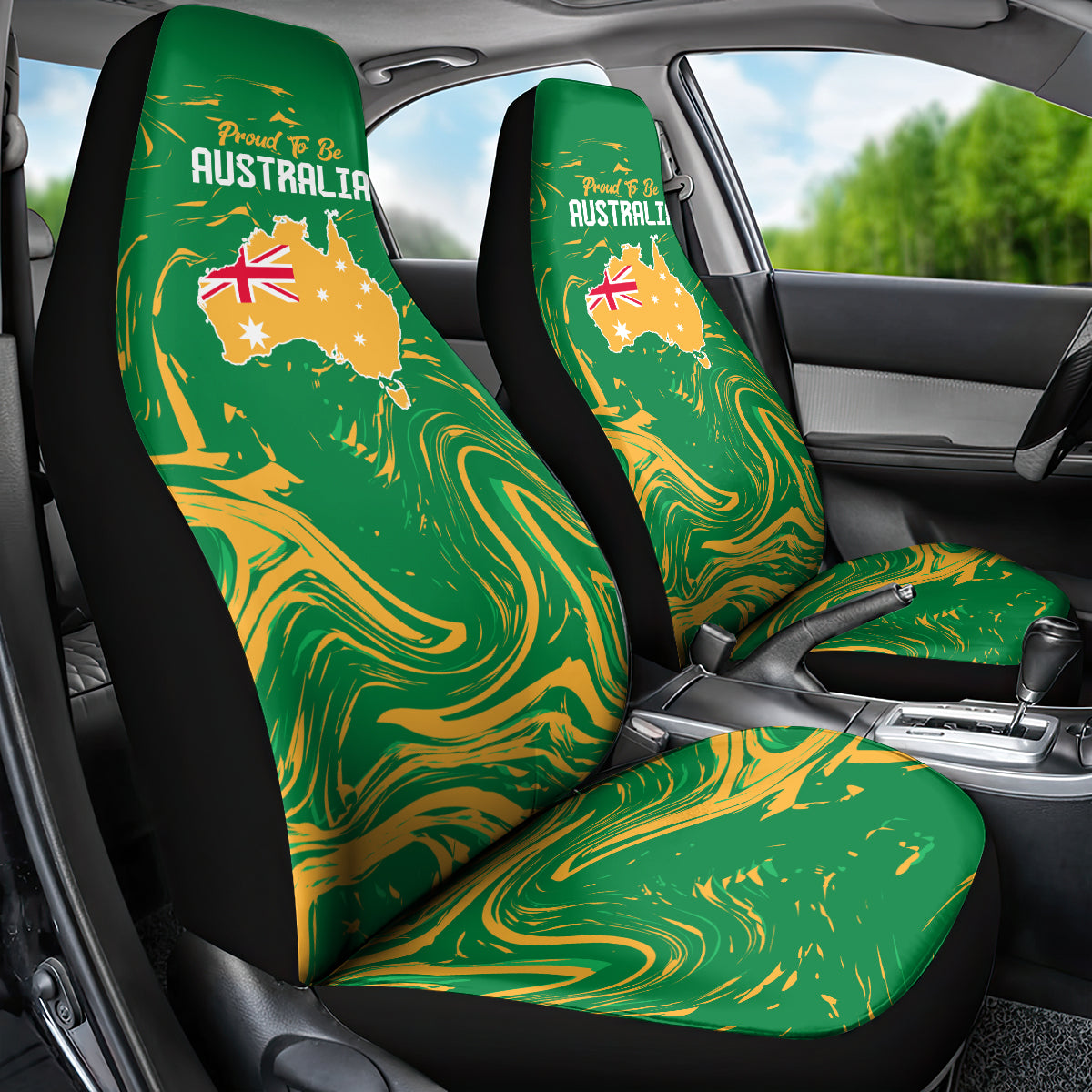Proud To Be Australia Day Car Seat Cover Kangaroo with National Color