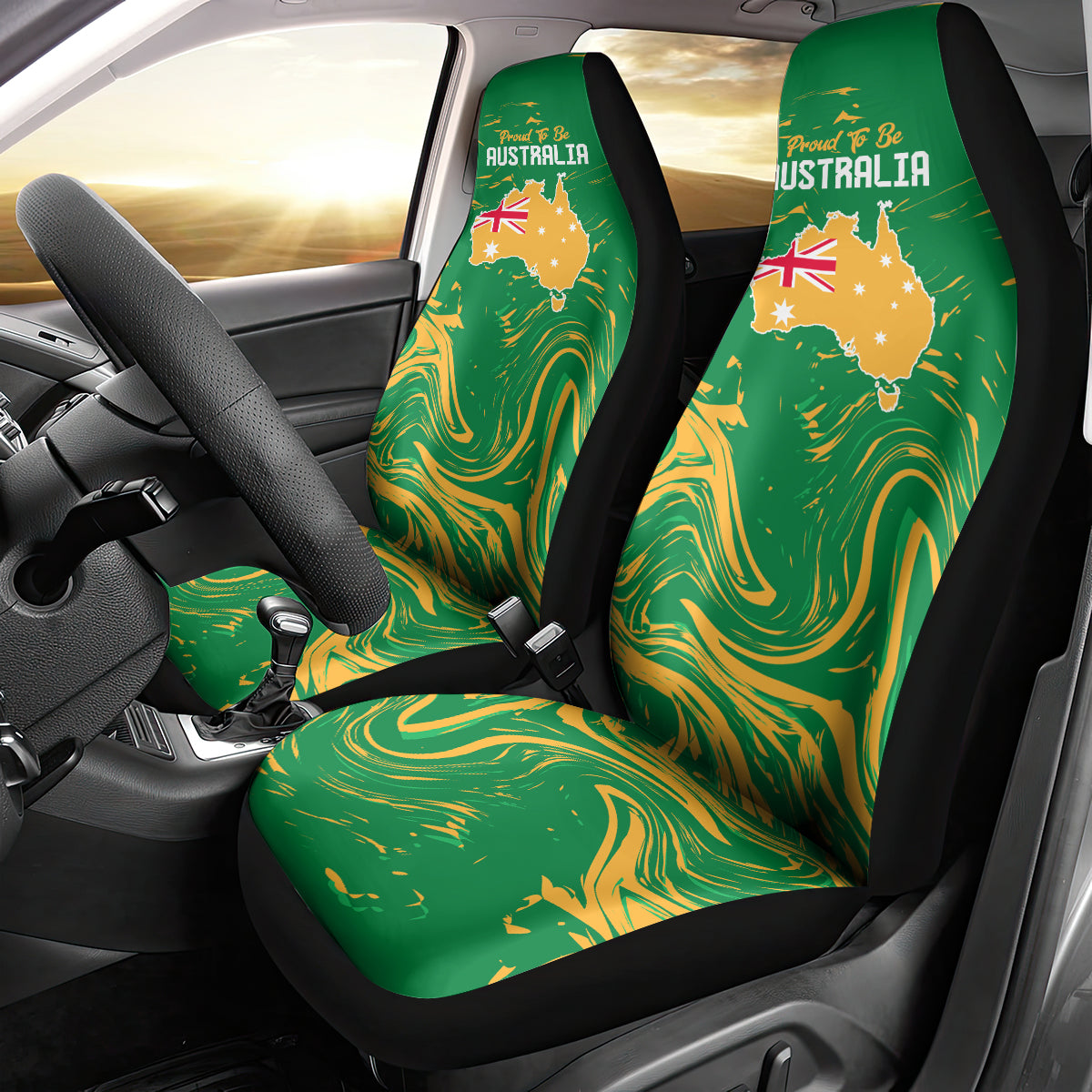 Proud To Be Australia Day Car Seat Cover Kangaroo with National Color
