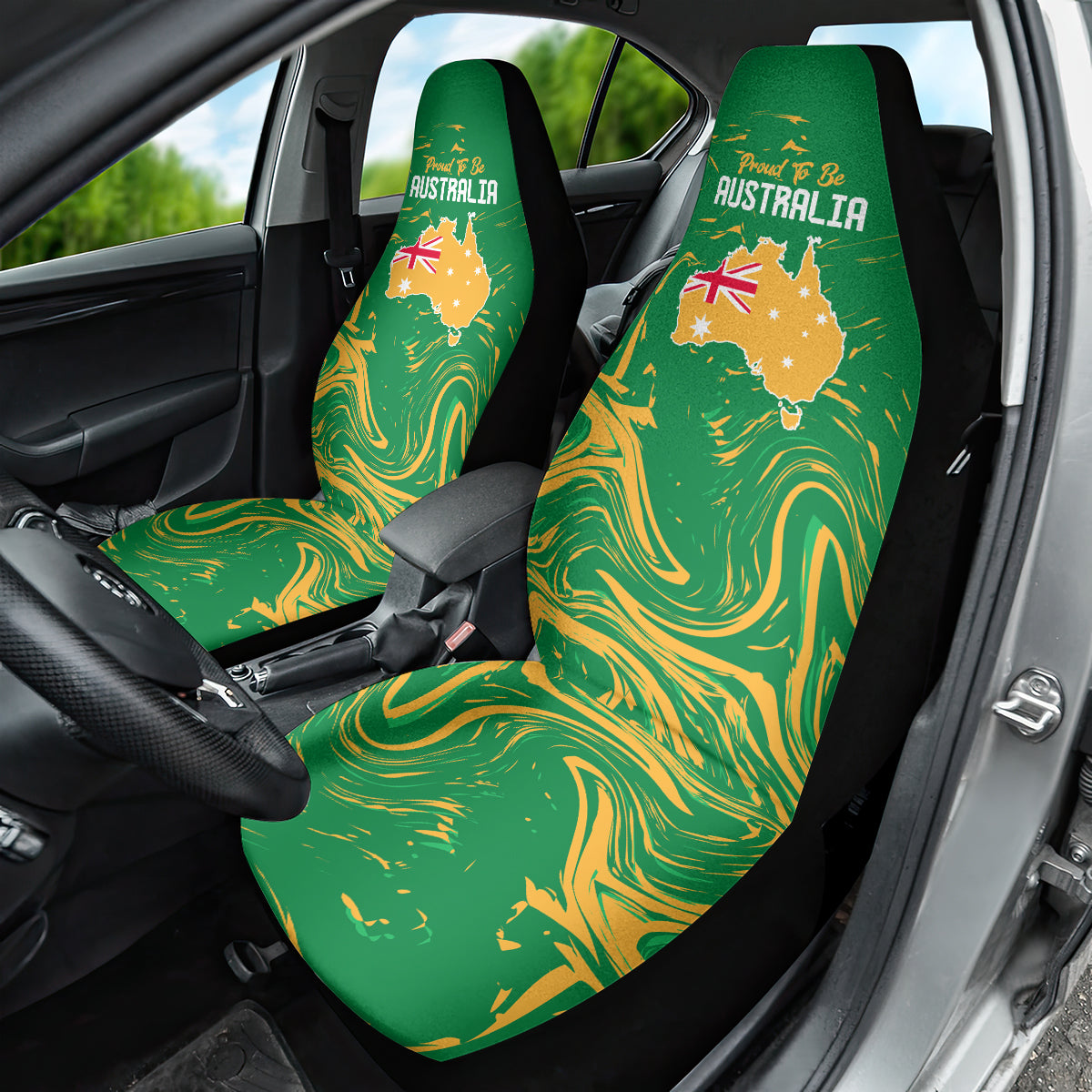 Proud To Be Australia Day Car Seat Cover Kangaroo with National Color