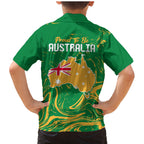Proud To Be Australia Day Family Matching Mermaid Dress and Hawaiian Shirt Kangaroo with National Color