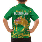 Proud To Be Australia Day Family Matching Short Sleeve Bodycon Dress and Hawaiian Shirt Kangaroo with National Color