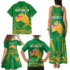 Proud To Be Australia Day Family Matching Tank Maxi Dress and Hawaiian Shirt Kangaroo with National Color