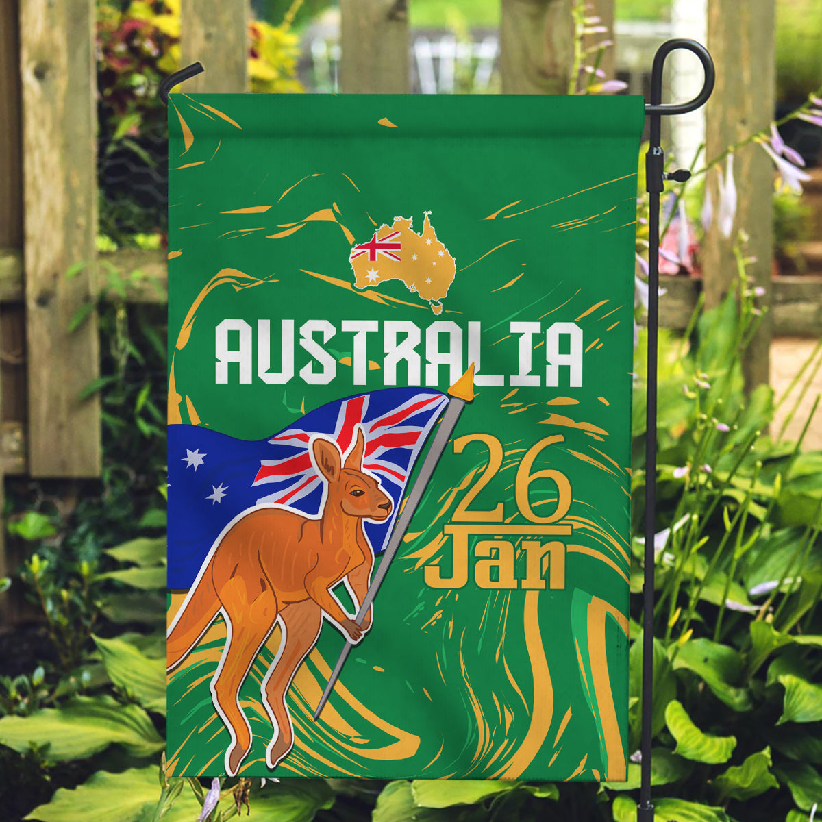 Proud To Be Australia Day Garden Flag Kangaroo with National Color