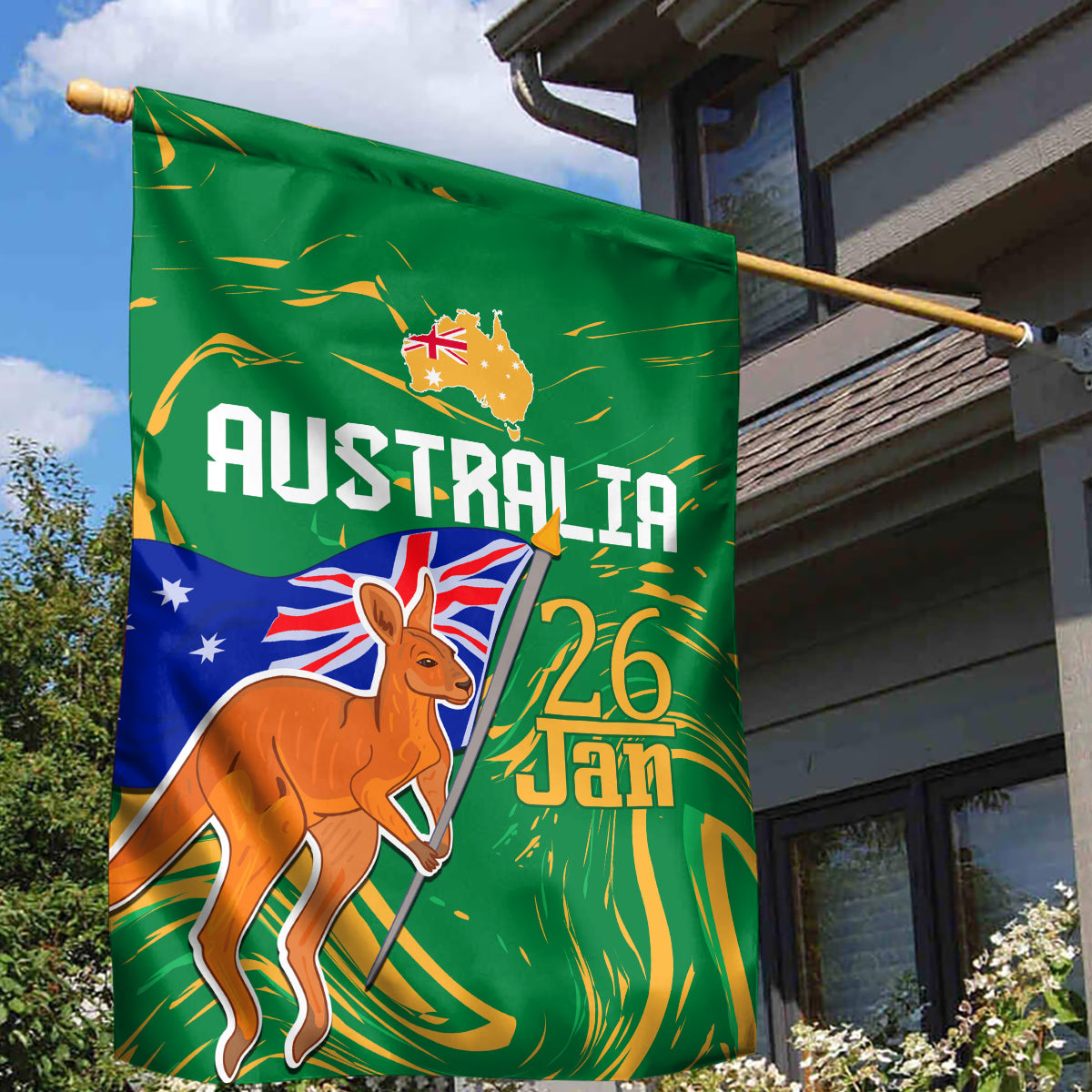 Proud To Be Australia Day Garden Flag Kangaroo with National Color