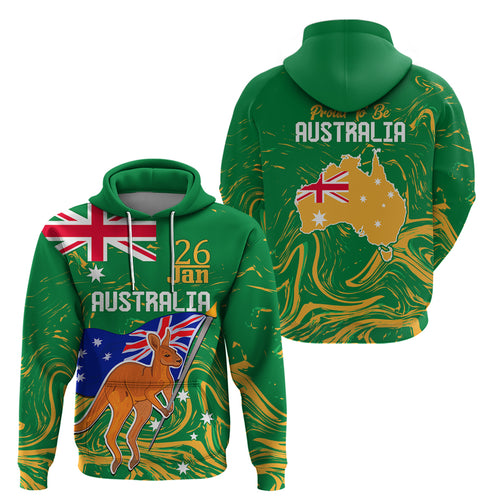 Proud To Be Australia Day Hoodie Kangaroo with National Color
