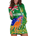 Proud To Be Australia Day Hoodie Dress Kangaroo with National Color