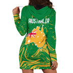 Proud To Be Australia Day Hoodie Dress Kangaroo with National Color