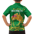 Proud To Be Australia Day Kid Hawaiian Shirt Kangaroo with National Color