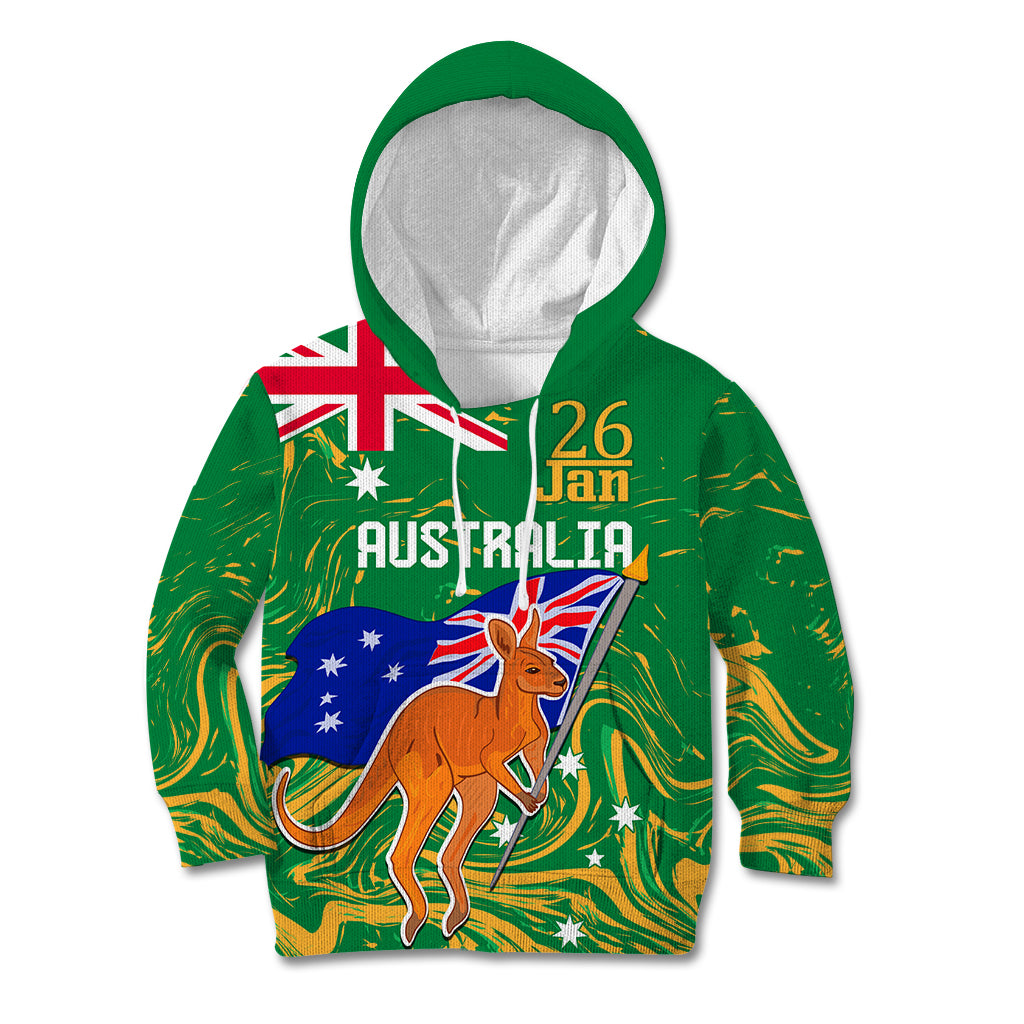 Proud To Be Australia Day Kid Hoodie Kangaroo with National Color