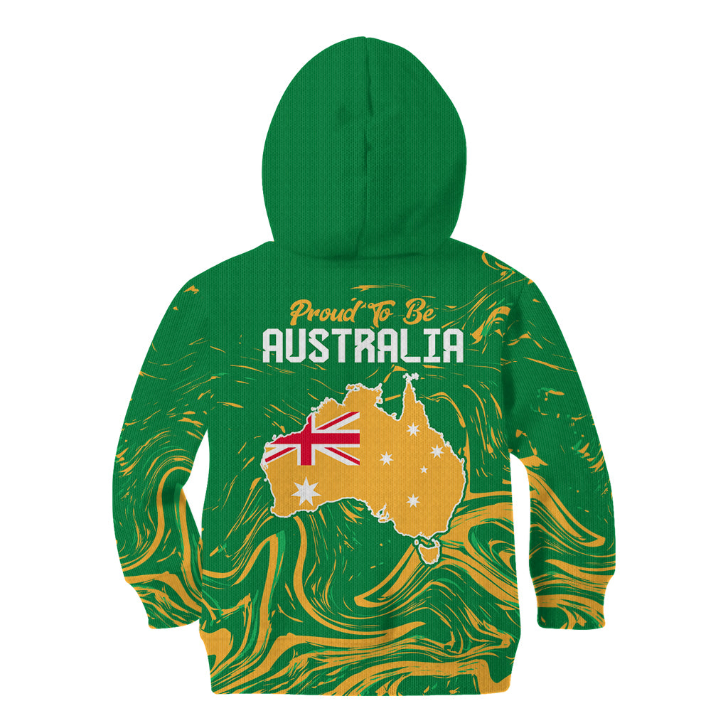 Proud To Be Australia Day Kid Hoodie Kangaroo with National Color