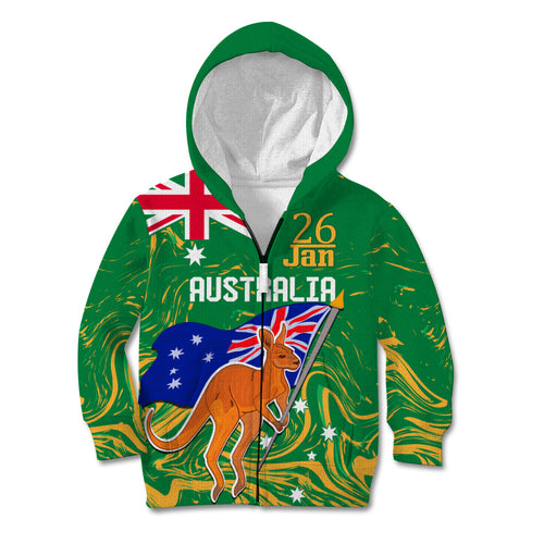 Proud To Be Australia Day Kid Hoodie Kangaroo with National Color